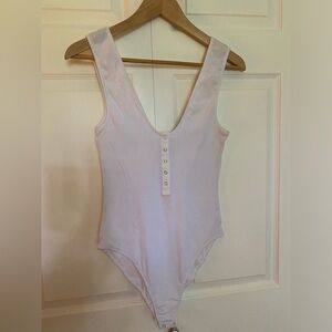 Free People White Snap Bodysuit
